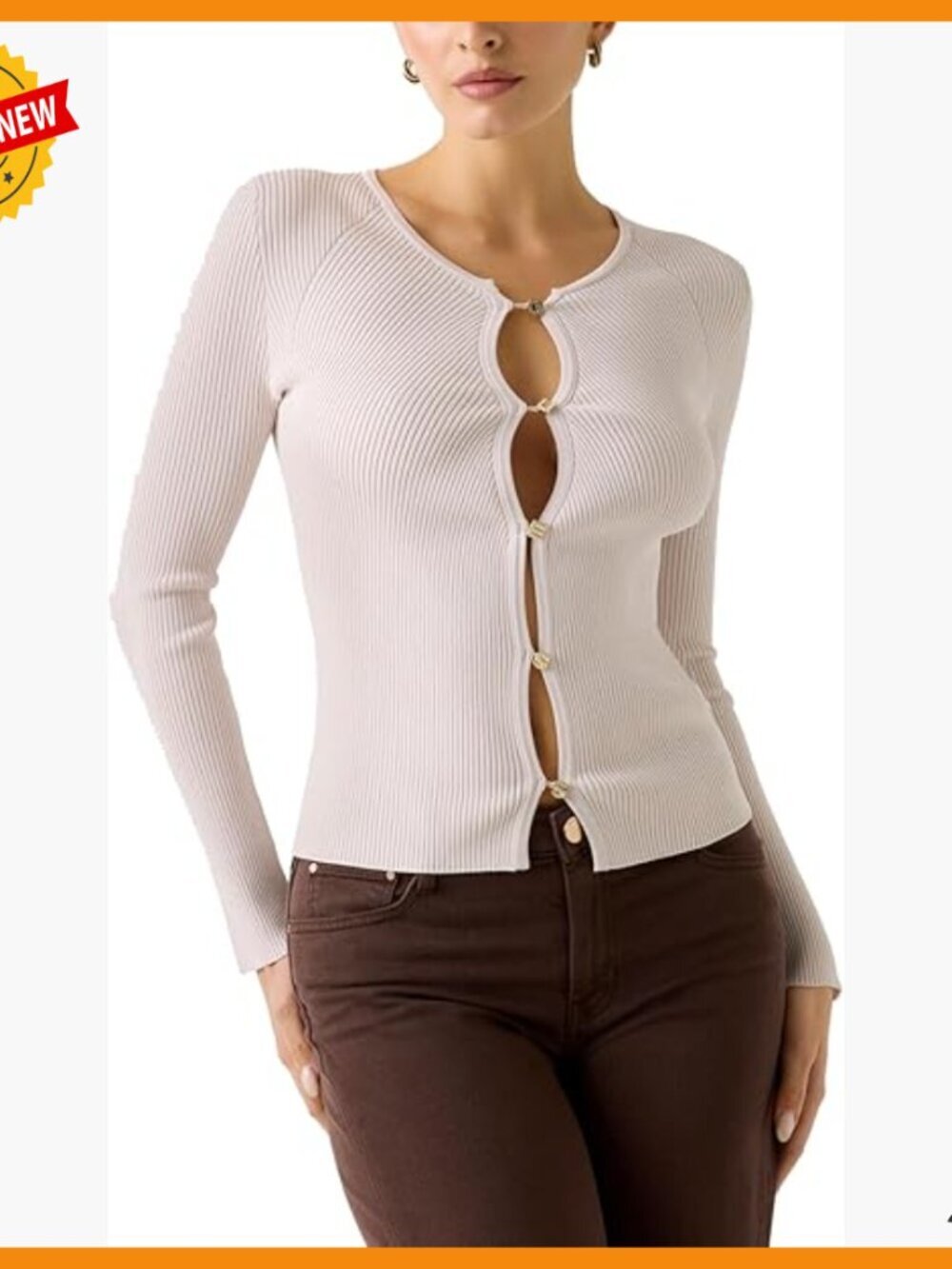 Long Sleeve Cardigan Sweater with Button Front, Recycled Viscose
